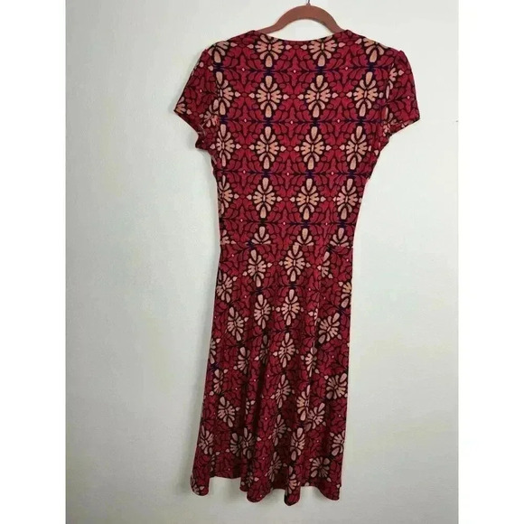 Leota Reye Jersey Faux Wrap Dress Size L Blue Multicolor Leopard - Picture 4 of 10